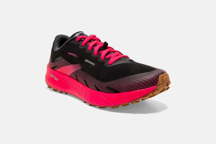 Brooks Catamount Trail Running Shoes Womens - Black/Red - JHYWR-4357